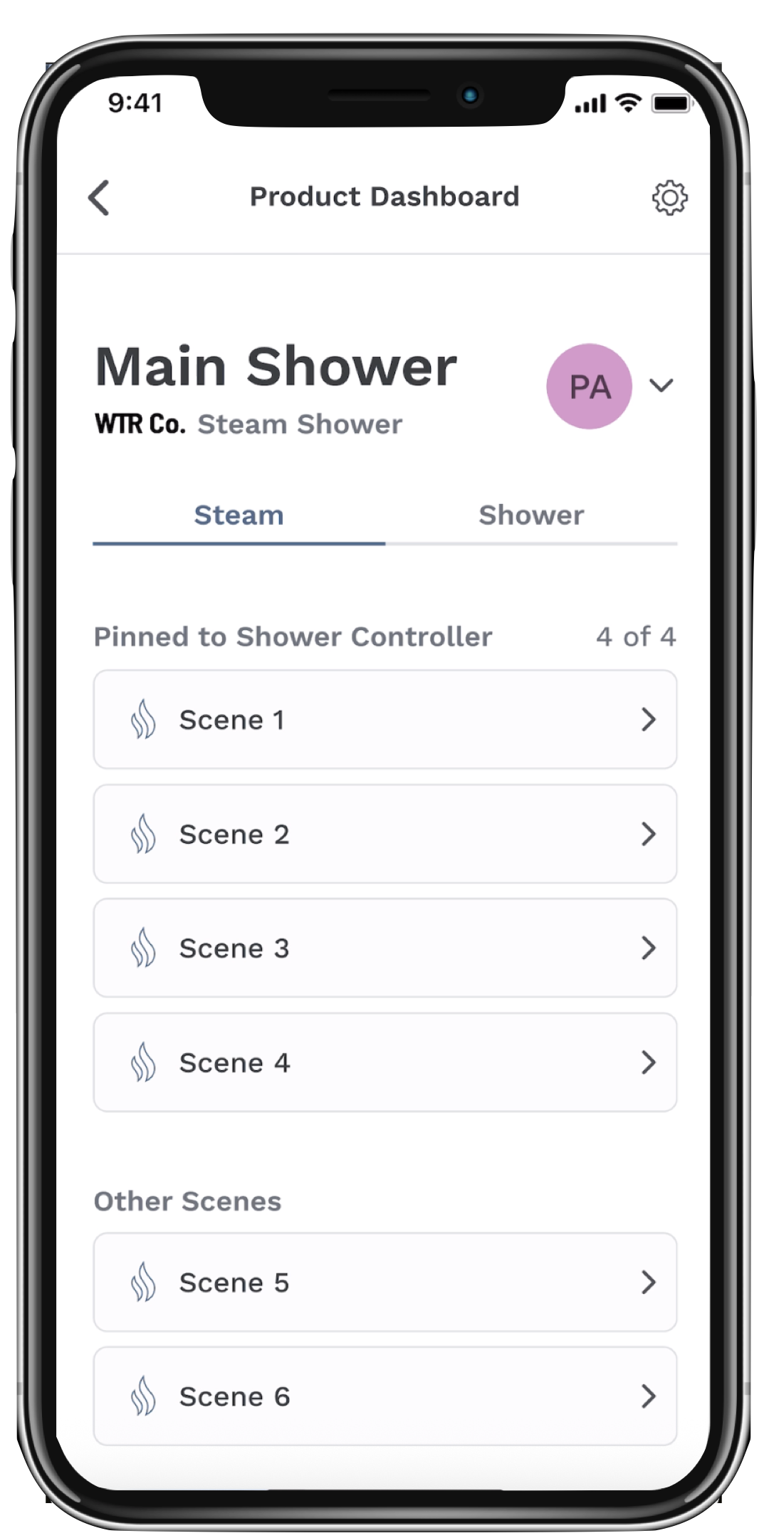 Delta shower app screen